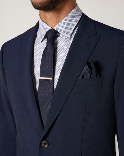 Silk Textured Two-Tone Pocket Square, Navy, hi-res